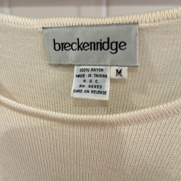 Breckenridge Cream Size Medium 100% Rayon Top - Picture 6 of 6